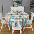 thumbnail image 2 of Blue and Pink Pioneer Flower Round Tablecloth 60"x60",Wrinkle Wipeable Table Cloth for Kitchen Dining Room Picnic Patio Party, 2 of 6