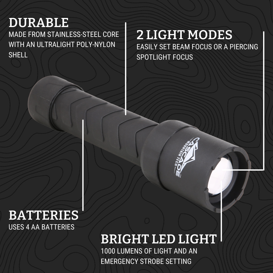Cascade Mountain Tech STEELCORE™ LED Flashlight, with Emergency Strobe ...