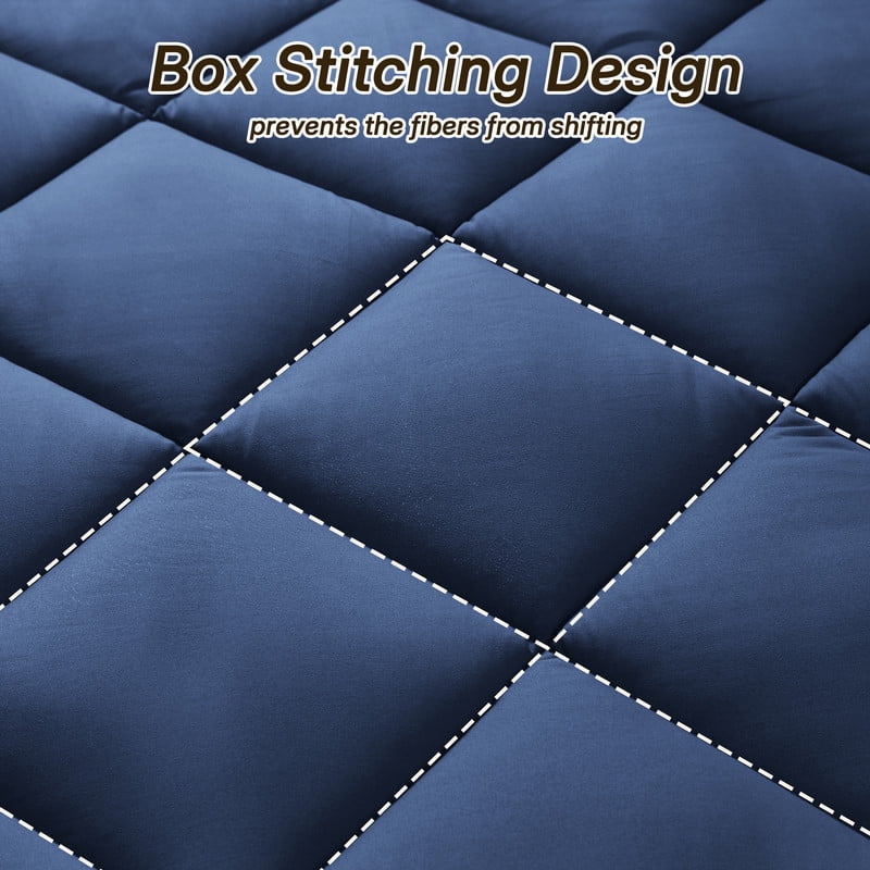 3 Pieces Twin Size Comforter Set, All Season Lightweight Breathable Bedding Set with 1 Down Alternative Comforter and 2 Pillowcases, Navy