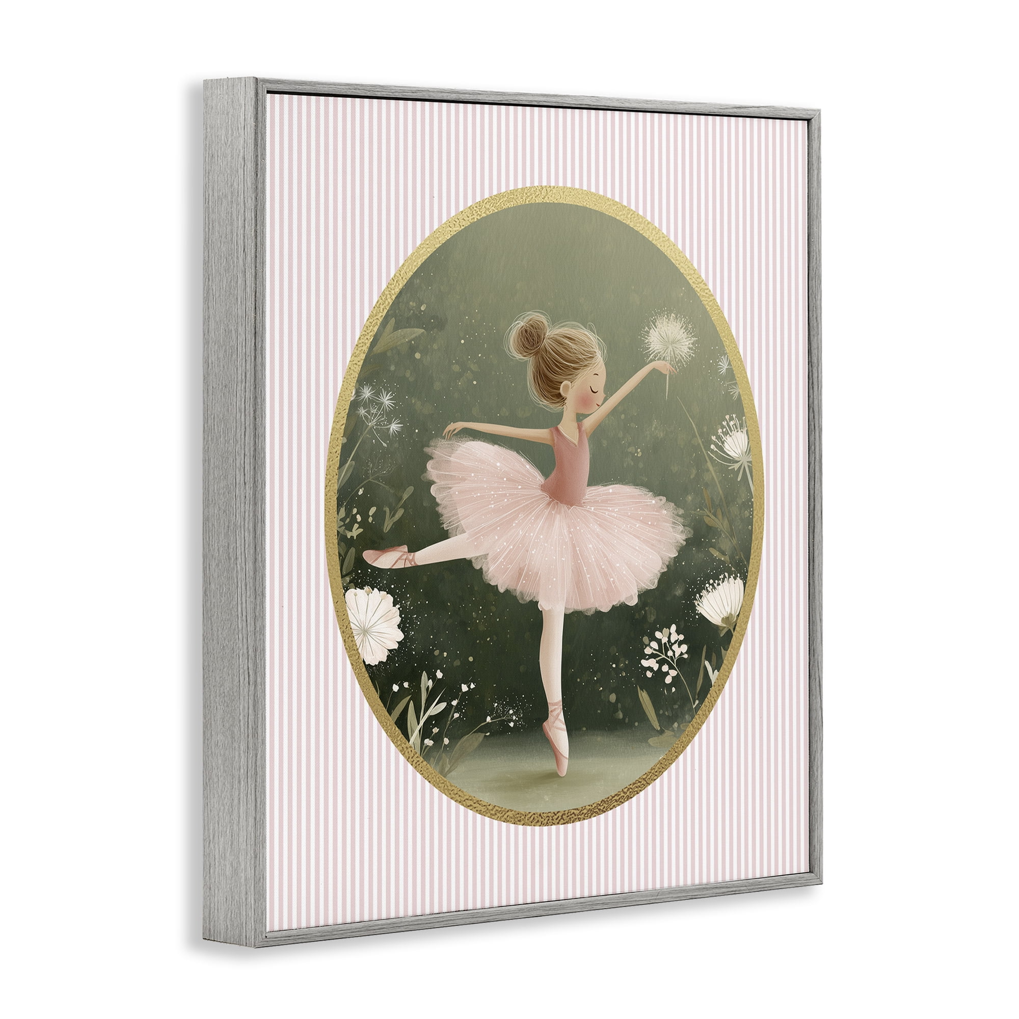 Stupell Industries Green & Pink Ballerina Gray Framed Giclee Art, design by Christine Simpson Art