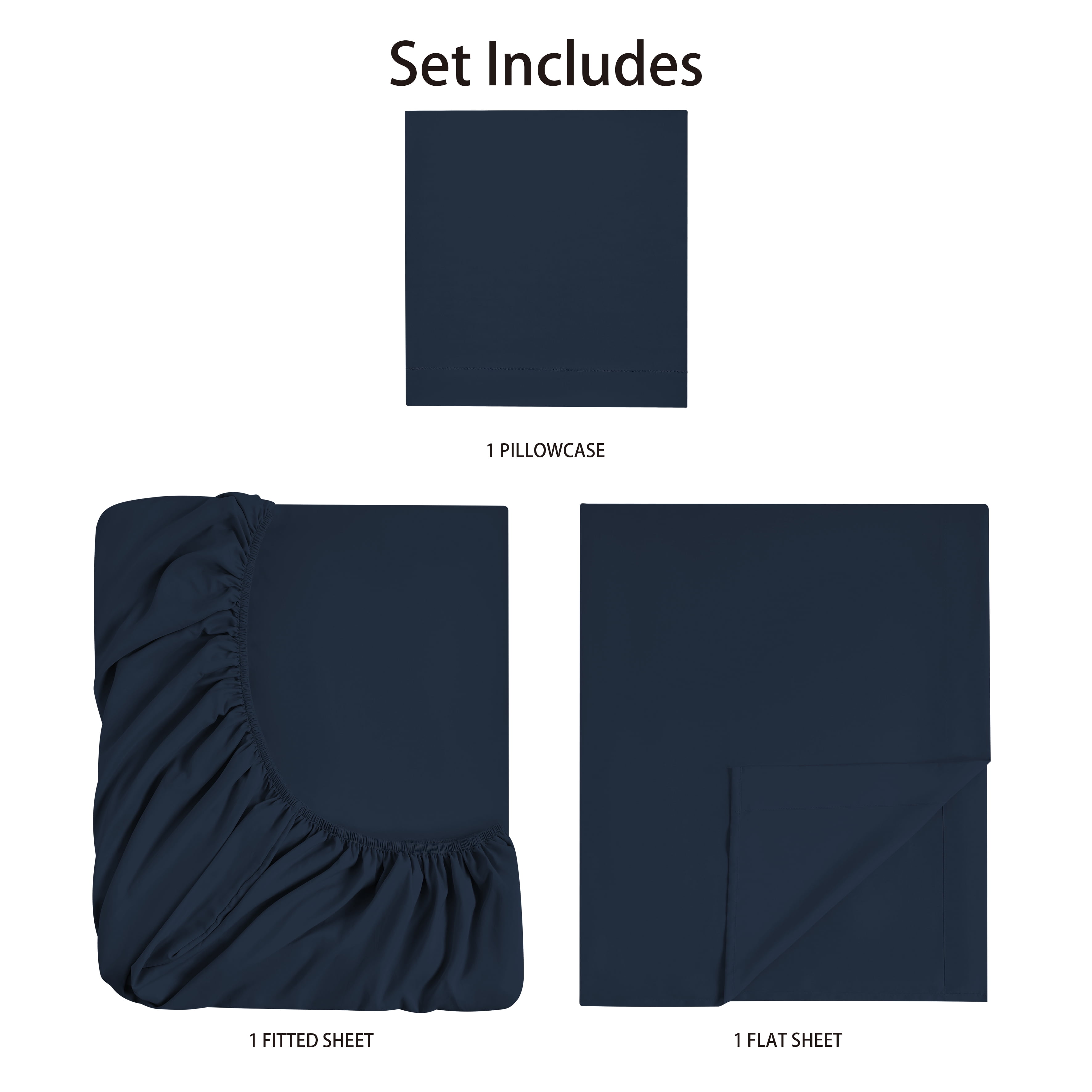 Mainstays Basic Value Microfiber Bed Sheet Set, Navy Blue, Twin, 3 Piece