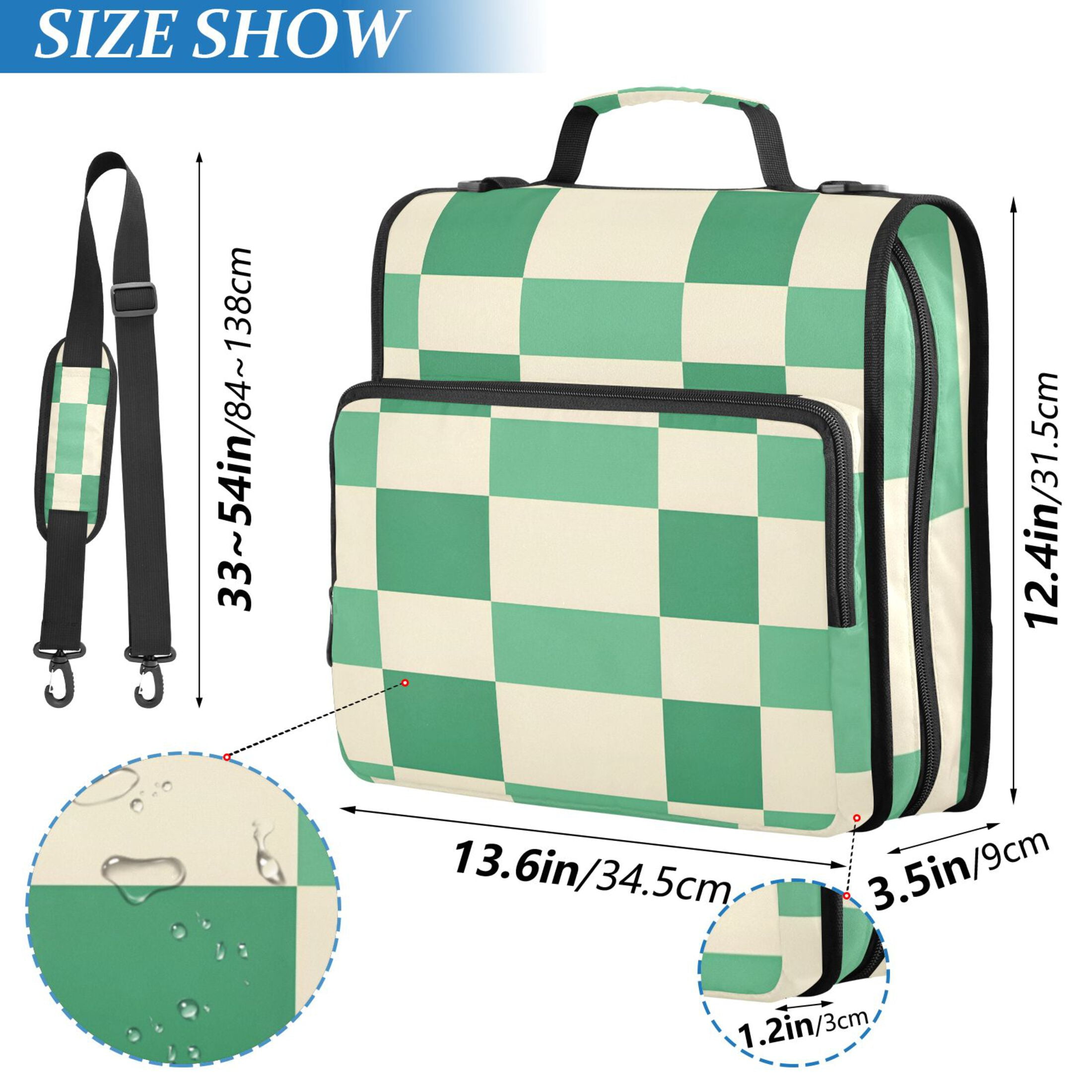 ALAZA Zipper Binder Checkered Grid-t3 3 Ring Trapper Keeper File Folder Organizer Bag