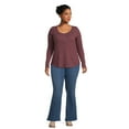 thumbnail image 2 of Terra & Sky Women's Plus Size Waffle Tee with Long Sleeves, Sizes 0X-4X, 2 of 5
