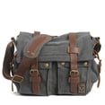thumbnail image 4 of Bolso bandolera de lona retro con cinturón de piel de caballo para hombre y mujer, mochila informal de un solo hombro, 4 of 6