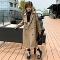 thumbnail image 2 of England Style Girls Windbreaker Jacket Trench Coats Outerwear Spring Fall Double-Breasted Overcoat Children's Clothing 5 To 14Y, 2 of 6