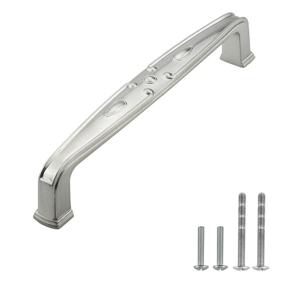 Modket MH1613 Traditional Classic Kitchen Cabinet Pull Handle — 5-3/8" Overall Length, 5" (128mm) Hole Centers, Brushed Nickel — 50 Packs