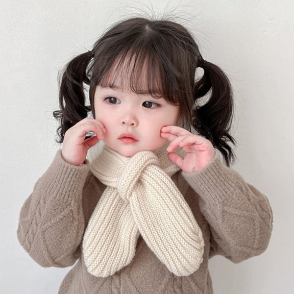 dianhelloya Baby Winter Scarf Knitted Thick Elastic Soft Solid Color Men Women Warm Cold Resistant Anti shrink Neck Children Neck Wrap Khaki