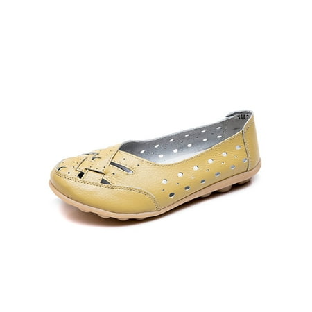 

UKAP Ladies Nurse Nonslip Slip On Flats Women Walking Moccasins Comfort Hollow Out