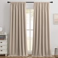 thumbnail image 1 of Cortinas Joydeco de terciopelo beige térmico opacas 132 x 213 cm, 2 paneles, 1 of 9