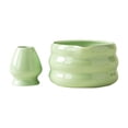 thumbnail image 3 of Cuenco de cerámica Matcha, Chawan, con soporte para batidor, taza de café y sopa, cuenco de té Matcha, cuenco ceremonial para Matcha en polvo Verde brillante, 3 of 8