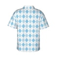thumbnail image 3 of Daiia Blue and White Squares Hawaiian Shirt for Men Gentle Cotton Regular Short Sleeve Casual-3X-Large, 3 of 9