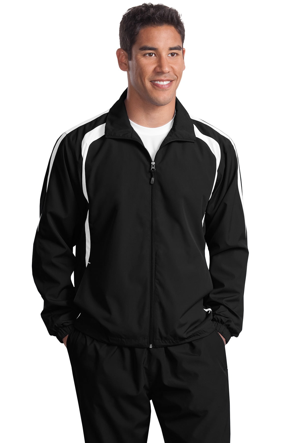 Sport-Tek Mens Tall Colorblock Raglan Jacket 4XLT Black/ White 
