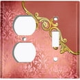 thumbnail image 4 of Metal Light Switch Plate Cover Red Floral Damask Frame Honeycomb Trim DAM056, 4 of 13