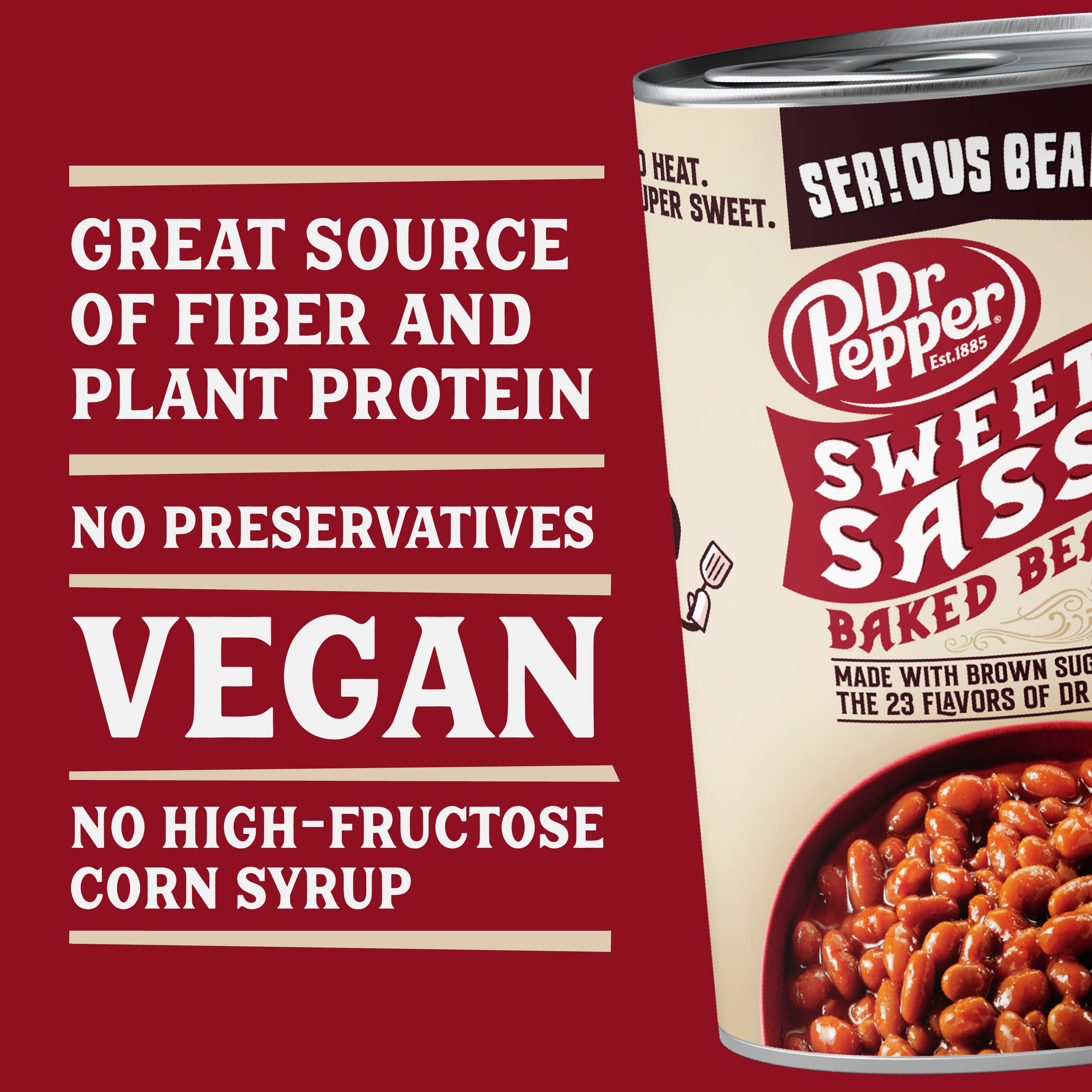 SERIOUS Bean Co Sweet and a Bit Sassy Dr Pepper Baked Beans, 16 Oz Can