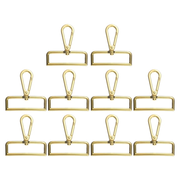 Uxcell 10pcs Metal D Ring Lobster Claw Clasp 2.01" 360° Swivel Snap Hook, Gold