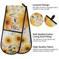 thumbnail image 2 of Yayeee Double Oven Mitt Kitchen Heat Resistant Baking 35" x7" Quilted Glove, Beige Sunflowers, 2 of 6
