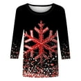 thumbnail image 4 of Fashion Fall Saving LiMoi Women's 3/4 Sleeve Round Neck Top with Festive Snowflake Pattern Tees Tshirts Shirts Blouse for Winter Celebration My Items, 4 of 4