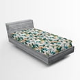 thumbnail image 2 of Ambesonne Birds Fitted Sheet, Flying Swallow Silhouettes, Twin XL Size, Petrol Blue Almond and Peach, 2 of 5