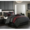 Nanshing Corell 7-Piece Bedding Microfiber Comforter Set with Bonus Pillows, Red, Full