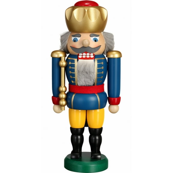 German nutcracker King blue, height 25 cm / 10 inch, original Erzgebirge by Seiffener Volkskunst SV 11951/2