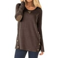 thumbnail image 3 of Women Long Sleeve Tunic Tops With Faux Suede Elbow Patches And Button, 3 of 3