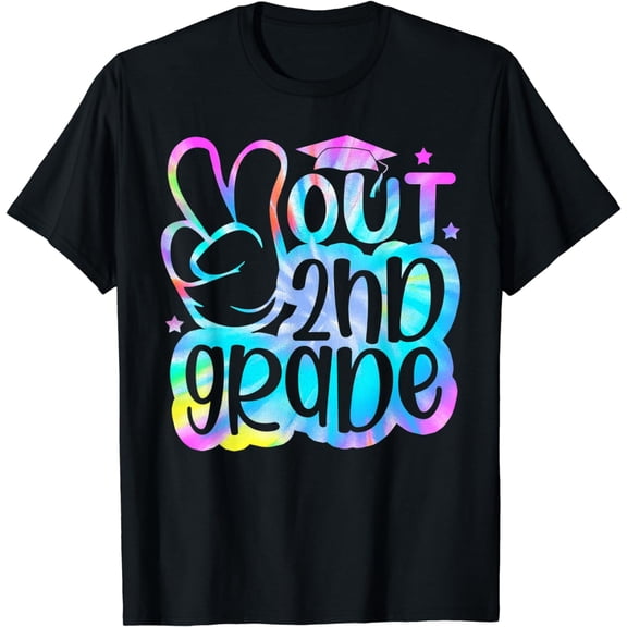 Peace Out Second 2nd Grade Happy Last Day Of School Tie Dye T-Shirt