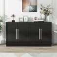 thumbnail image 3 of Buffet Cabinet with Storage, Sideboard with Adjustable Shelves and Silver Handles, Kitchen Buffet Storage Cabinet with 4 Doors for Dinning Room Kitchen Living Room, Black, 3 of 9