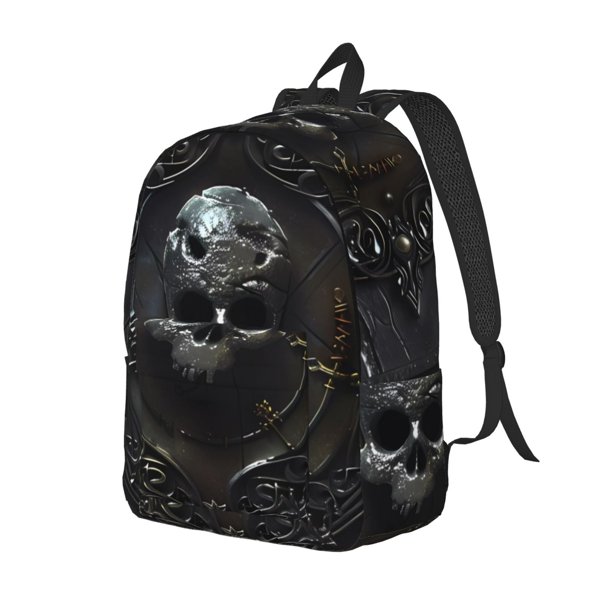 Fotbe Ornate Dark Skull Book Mochila de Lona con Estampado, Mochila Duradera, Mochila Versátil de Alta Calidad, Mochila Compacta Vintage-Medium
