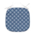 thumbnail image 1 of Ethnic Dining Chair Pad, Classic Talavera Design in Monotone Turkish Moroccan Eastern Ornaments, Water Resistant Pillow with Straps for Kitchen Seats, 2 Set, Dark Sky Blue and White, by Ambesonne, 1 of 5