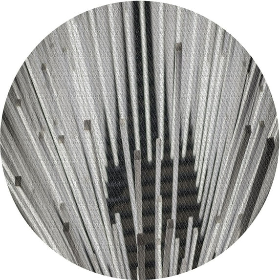Ahgly Company Machine Washable Indoor Round Transitional Gray Area Rugs, 5' Round