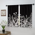 thumbnail image 5 of Black White Floral Kitchen Curtains Pencil Sketch Plants Rod Pocket Farmhouse Botanical Wildflower Leaves Natural Rustic Vintage Bedroom Living Room Treatment Fabric 2 Panels 27.5Wx39H Inch, 5 of 6
