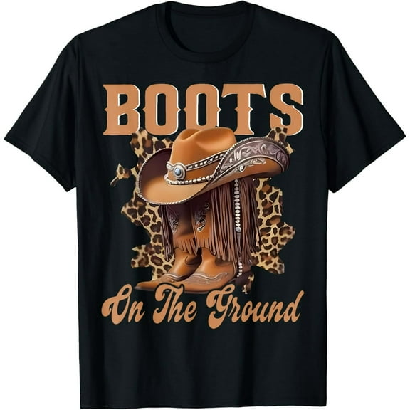 Boot Cowboy Western Cowgirl Linedance Leopard Women T-Shirt