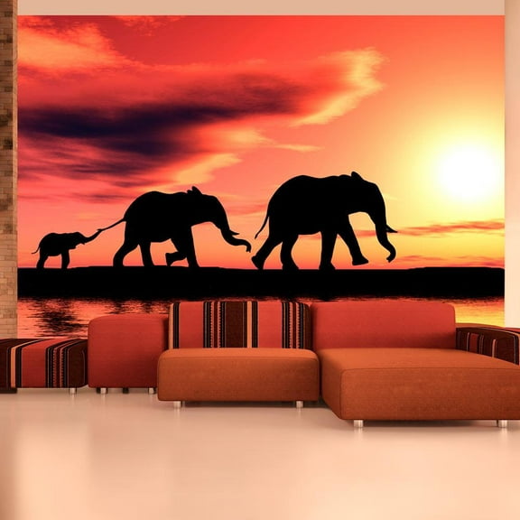 Tiptophomedecor Animal Wallpaper Wall Mural - Elephants: Family