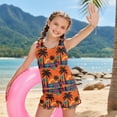 thumbnail image 3 of Xoenoiee Palm Tree Print Tankini Swimsuits for Girls with Swim Shorts Tummy Control 2 Piece Bathing Suits Hibiscus Flower Rainbow Breathable Blouson Tankini Swimwear, 10-11 Years, 3 of 7