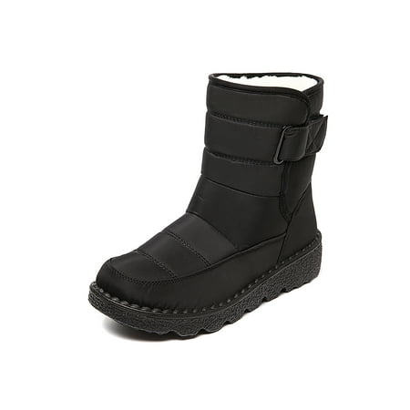 

Harsuny Womens Waterproof Boot Mid Calf Snow Boots Comfort Ankle Bootie Cold Weather Non-skid Wear Resistant Booties Cotton Lined Winter Shoes Black 7