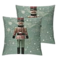 thumbnail image 2 of COMIO Throw Pillow Covers Christmas Soldier Vintage Toy Wooden Frame Border Old Leader Red Scrap Knight for Couch Living Room Set of 2 White, 2 of 6