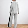 thumbnail image 4 of WTOBBY Women's Loose Fit Hooded Zipper Color Block Top with Solid Color Pants Casual Two Piece Set, Comfortable Streetwear Outfit for Everyday Wear,Light Gray XL, 4 of 4