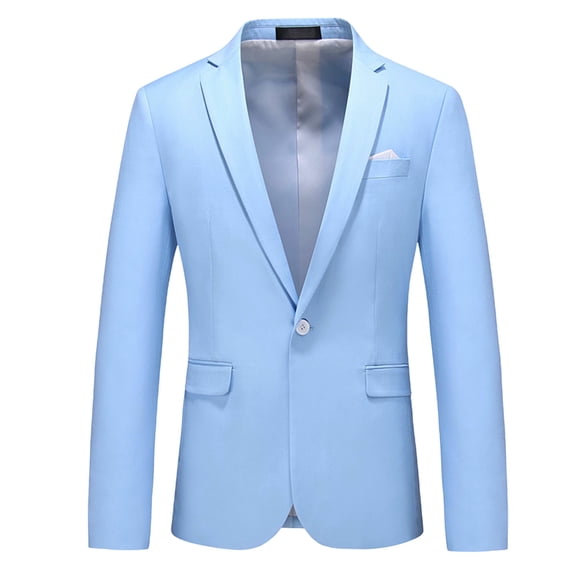 LNWUY Men's Casual Slim Fit Suit Blazer Jacket One Button Lightweight Sport Coats Formal Dress Daily Business Suit Jacket Blue XXS
