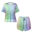 thumbnail image 4 of Naloa Beautiful Glitter Women's Short-Sleeved Pajama Set, Loungewear, Summer pajamas, Breathable Cozy - Large, 4 of 9