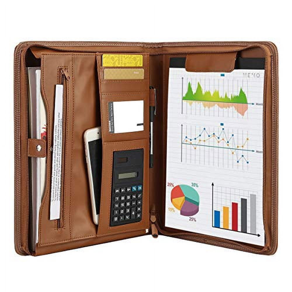 Amazon.com : SIMBOOM Zippered Leather Padfolio Organizer