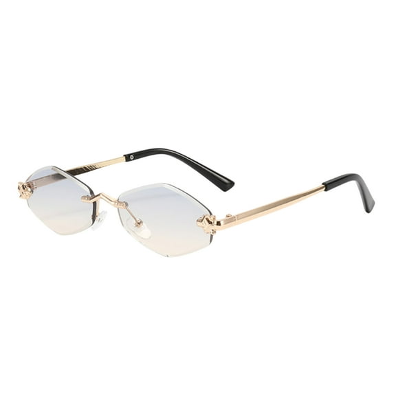 HEVRJEWJD Rimless Rectangle Sunglasses, Polygon Frameless Shades | Great for Selfies,Party,Clubbing,Dates,Concert, Light Blue 14.5cm