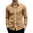 thumbnail image 2 of Delconic Men's Urban Stylish Casual Business Slim Fit Long Sleeve Button Up Dress Shirt with Pocket Khaki 3XL, 2 of 6