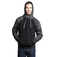 thumbnail image 5 of G-Style USA Men's Heavyweight Contrast Raglan Striped Sleeve Fleece Pullover Hoodie Sweatshirt MH13115 - Black/Charcoal - Small, 5 of 6