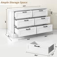thumbnail image 2 of White 6 Drawer Dresser for Bedroom, Modern Chest of Drawers with Deep Drawers, Wood Double Dresser for Storage Clothes, 2 of 8