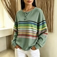 thumbnail image 4 of Enjoytime Sweatshirt for Women Striped Long Sleeve Half Button Pullover Tops Fall Fashion Casual Crew Neck Sweatshirts, 4 of 7