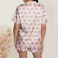 thumbnail image 2 of Yuncity Womens Easter Pajama Set Silk Satin Heart Shaped Rabbit Short Sleeve Button Down Shirt Shorts Pjs Loungewear Sleepwear Light Pink Xl, 2 of 5