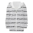thumbnail image 6 of Women's Black White Striped Zip Hoodie, Lightweight Casual Hooded Sweatshirt with Pockets, Fall Fashion Streetwear for Daily Outings, Vacation, and Club Wear White M, 6 of 8