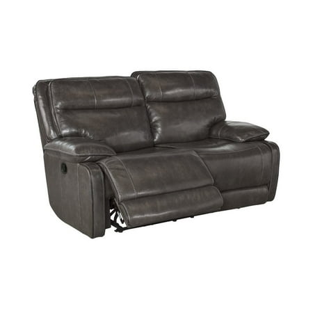 Ashley Palladum Reclining Leather Loveseat In Metal Ashley Palladum Reclining Leather Loveseat In Metal