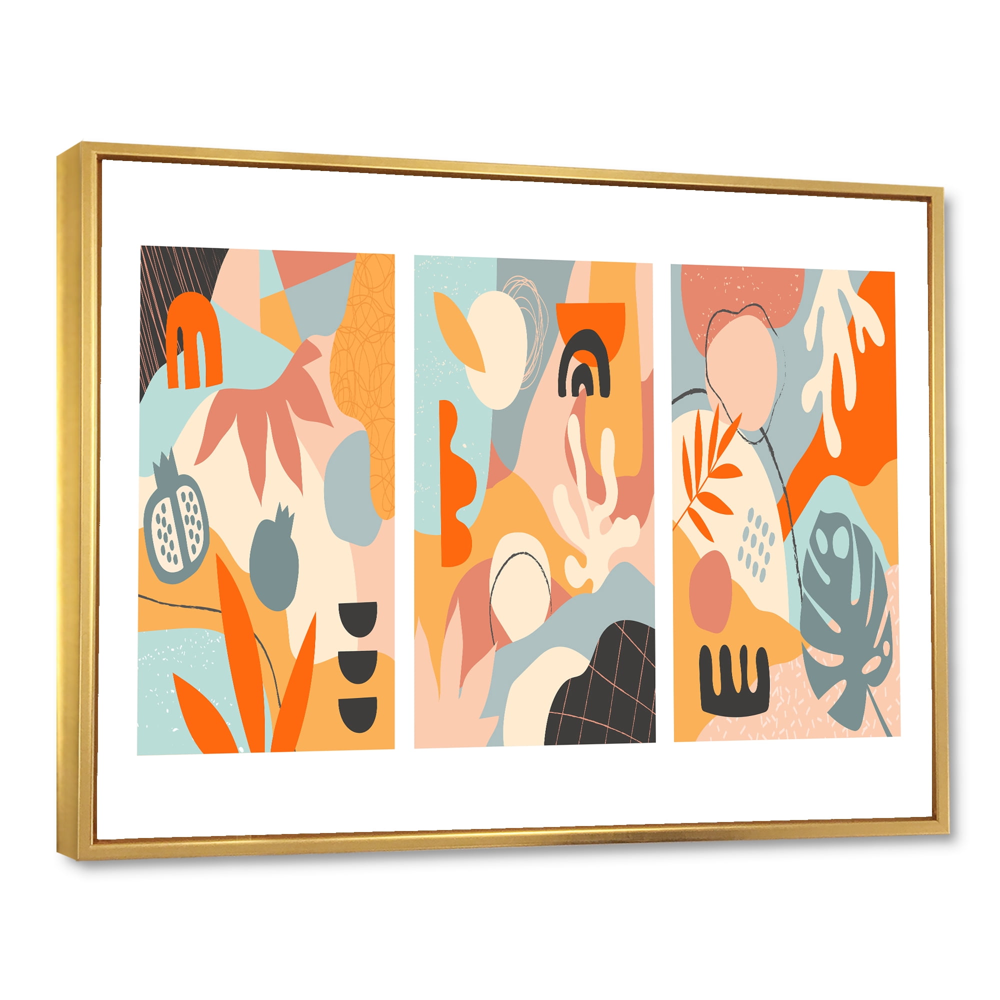 Designart 'Compostion Minimalistic of Organic Shapes VII' Modern Framed Canvas Wall Art Print