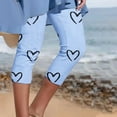 thumbnail image 2 of LMKIHUSA Womens Capris Leggings and Yoga Pants,2024 Summer Casual Jogger Workout Yoga Leggings Vacation Beach Heart Print Leggings High Waist Slim Comfy Stretchy Cropped Pants,Blue,M, 2 of 5